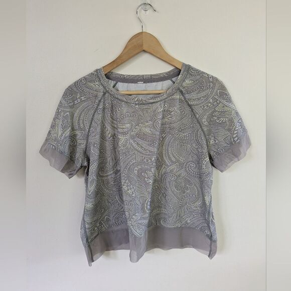 Lululemon stripe in stride short sleeve W3BZXS In Spirit Multi paisley *10-12 - Picture 6 of 13